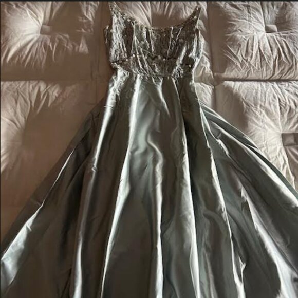 Celestine Embellished Satin Gown (Silver) main image 0